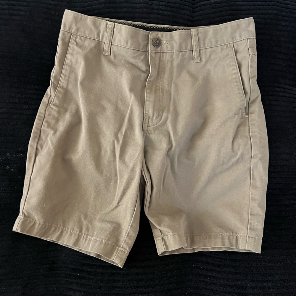 Volcom kids Tan Flat-Front Casual Shorts